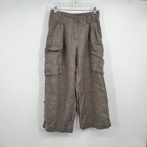 DKNY Womens Wide Leg Cropped Cargo Pants 28x25 Lagenlook Boho Festival Hippie